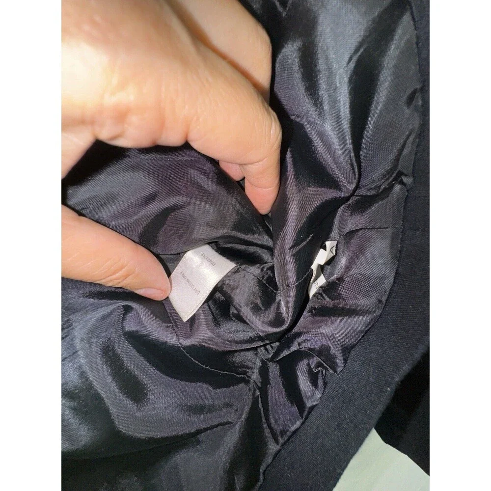 New York & Company Black Linen Stretch Size 6 Blazer‎ Ruffle Jacket Work Classic